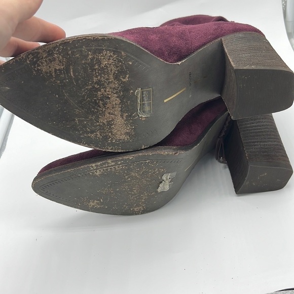 Dolce Vita Casee Maroon Purple Tie Back Suede Heeled Sock Booties Size 9 - Picture 10 of 16